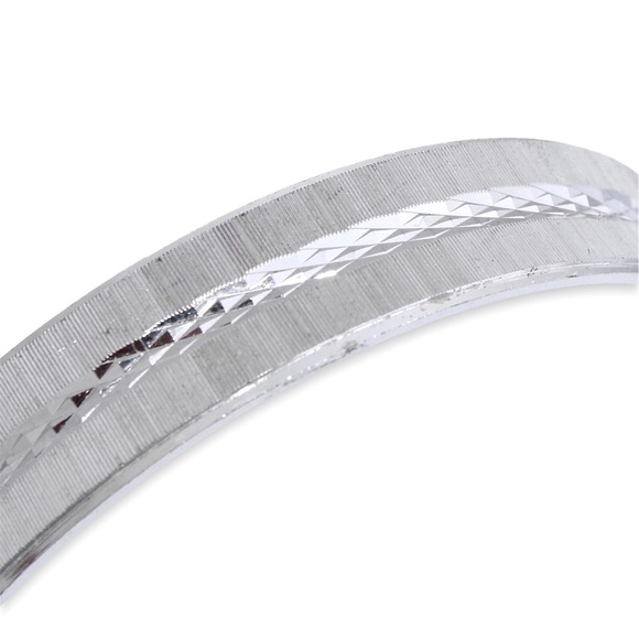 Vintage Crown Trifari Bangle Bracelet Wide Textured Silver Tone Geometric 1960s - Picture 3 of 4